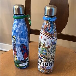 Barcelona Themed Insulated Water Bottles - Blue and Multicolor
